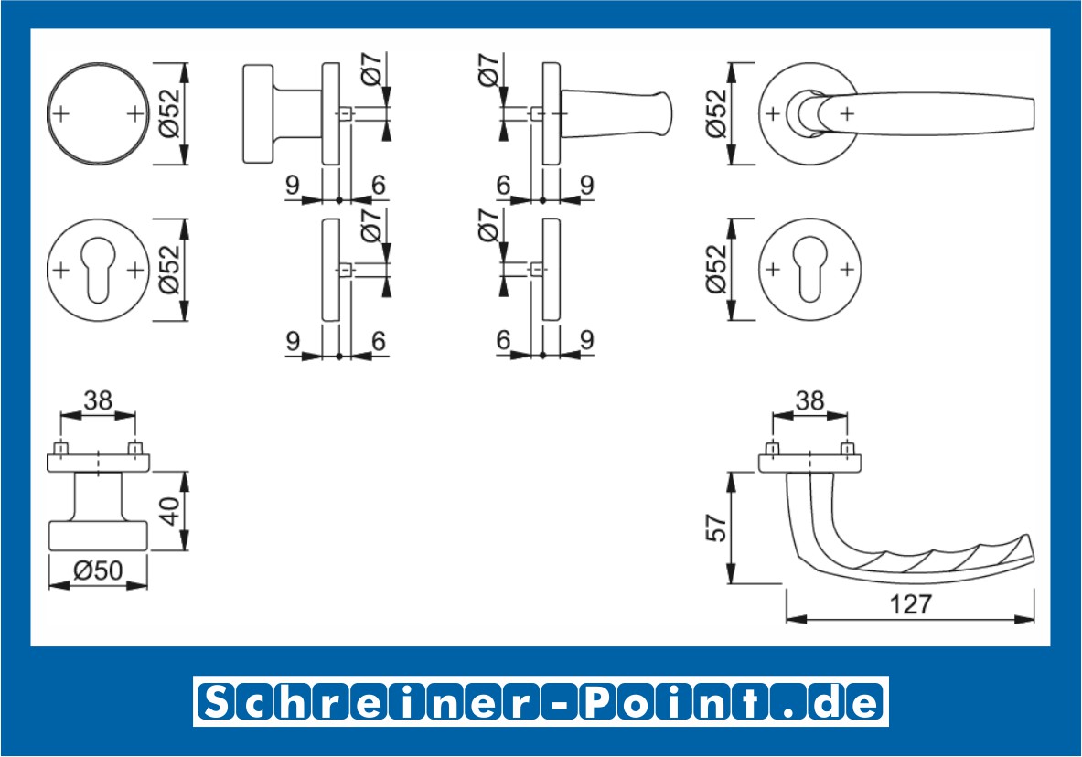 Hoppe Atlanta Aluminium Rosettengarnitur F1 Natur 1530/42KV/42KVS, 2791221, 2320913, 2791264, 2791301, 2409791, 2791547